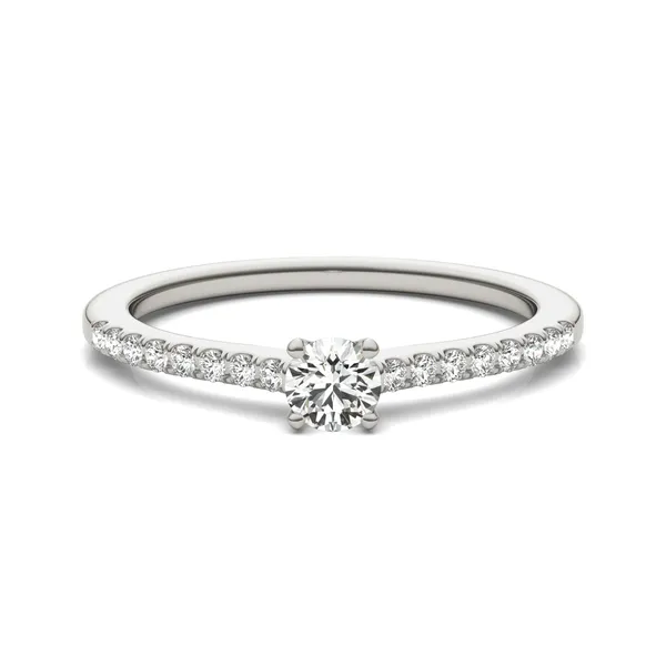 Round Brilliant Petite Accented Cathedral Ring