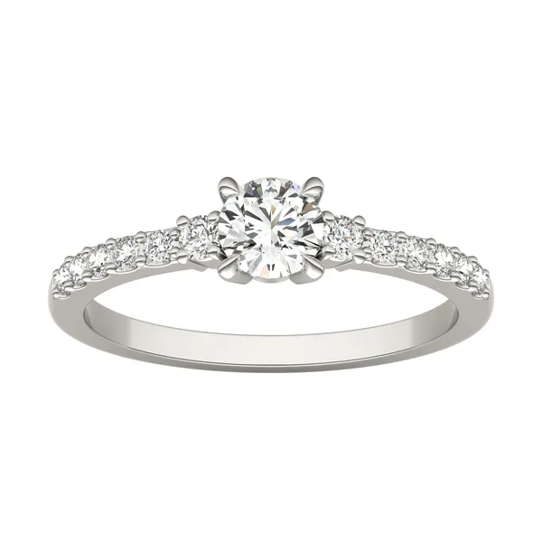 Round Brilliant Zelda Accented Three-Stone Ring