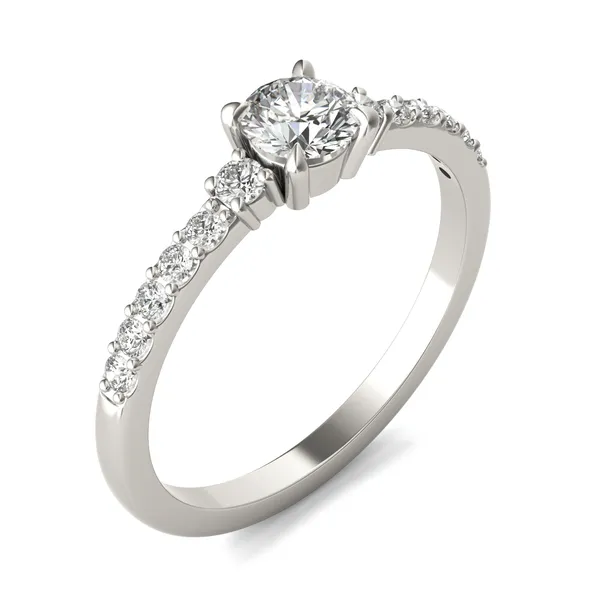 Round Brilliant Zelda Accented Three-Stone Ring