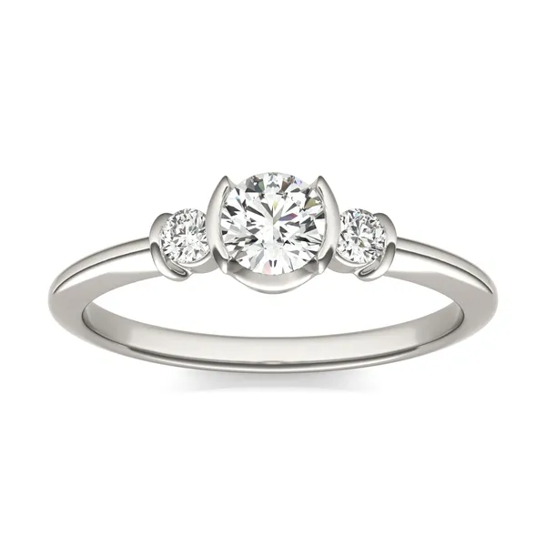 Petite Half Bezel Three-Stone Ring