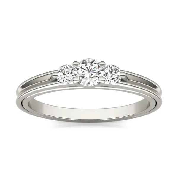 Petite Sculpted Lines Three-Stone Ring
