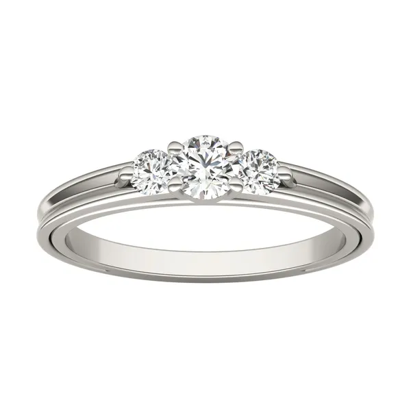 Petite Sculpted Lines Three-Stone Ring