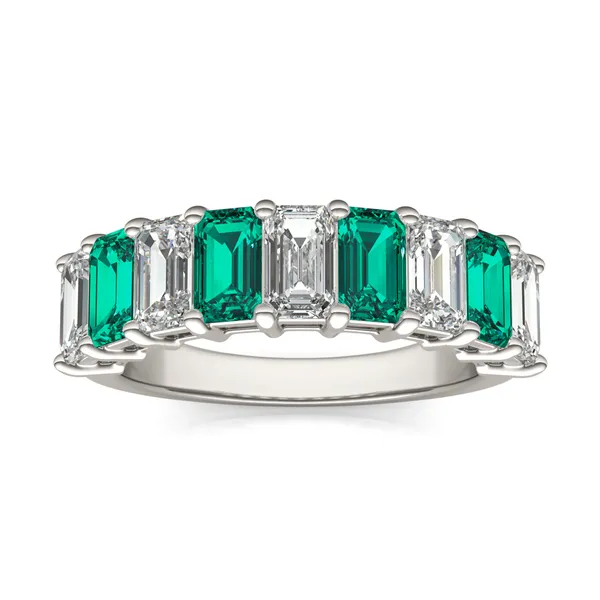 Emerald Alternating Emerald Basket Ring