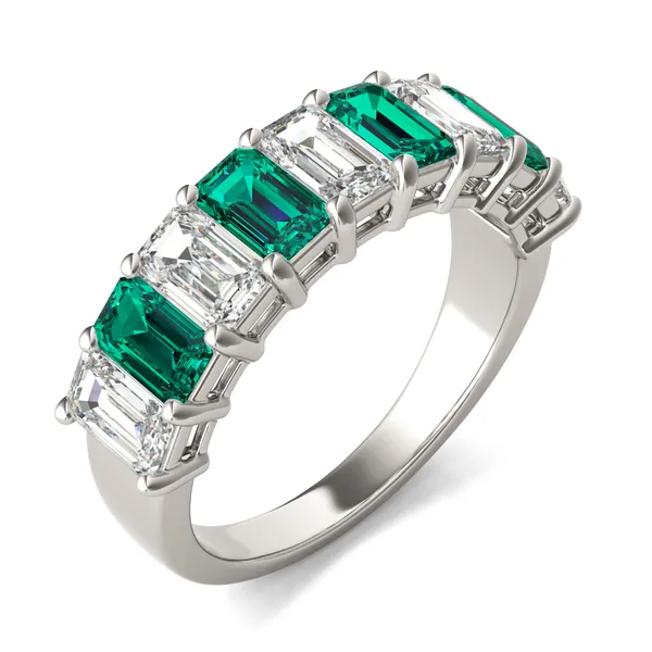 Emerald Alternating Emerald Basket Ring