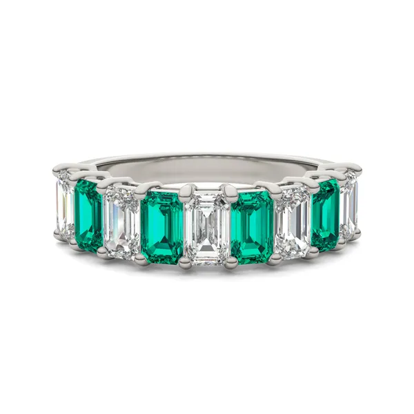 Emerald Alternating Emerald Basket Ring