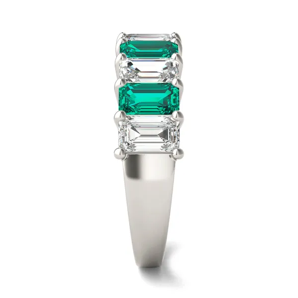Emerald Alternating Emerald Basket Ring