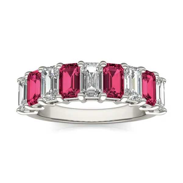 Emerald Alternating Ruby Basket Ring