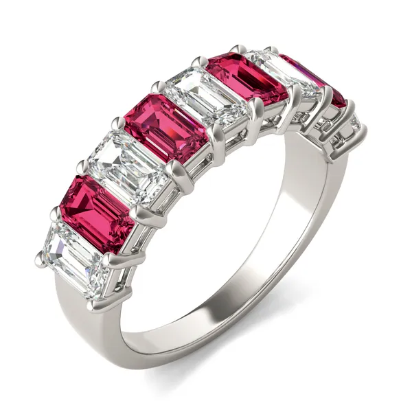 Emerald Alternating Ruby Basket Ring