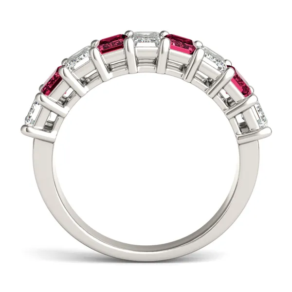 Emerald Alternating Ruby Basket Ring