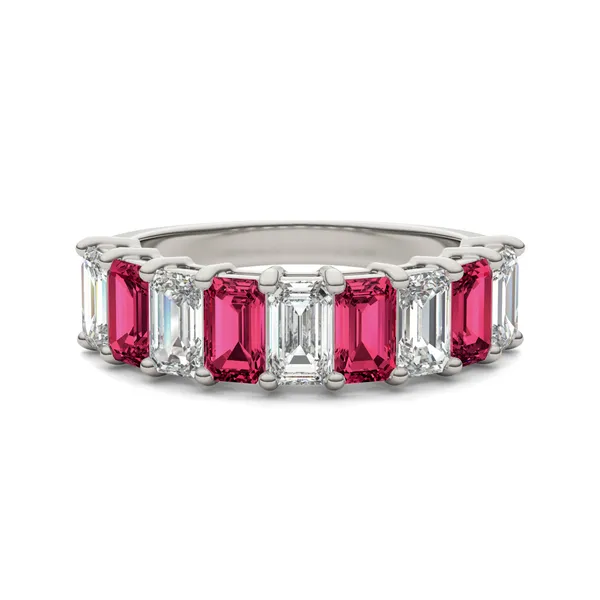 Emerald Alternating Ruby Basket Ring