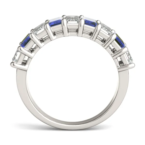Emerald Alternating Sapphire Basket Ring