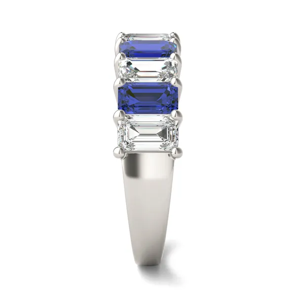 Emerald Alternating Sapphire Basket Ring