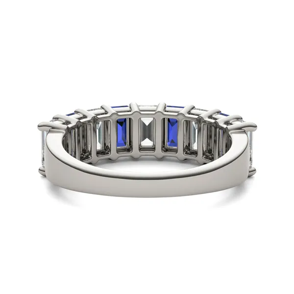 Emerald Alternating Sapphire Basket Ring