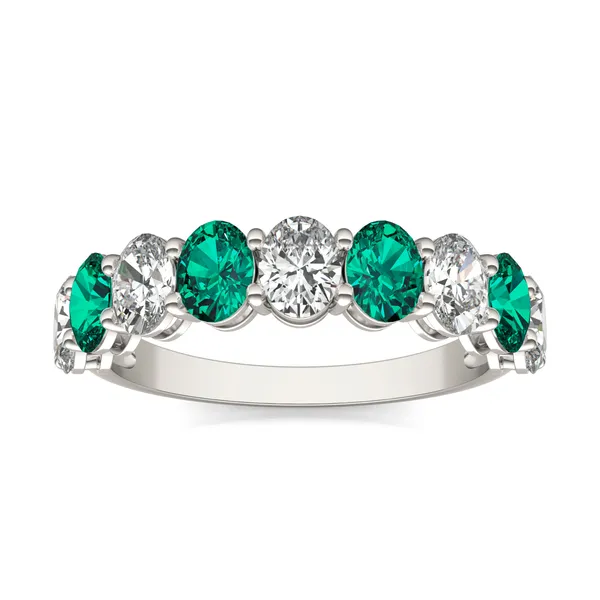 Oval Alternating Emerald Basket Ring