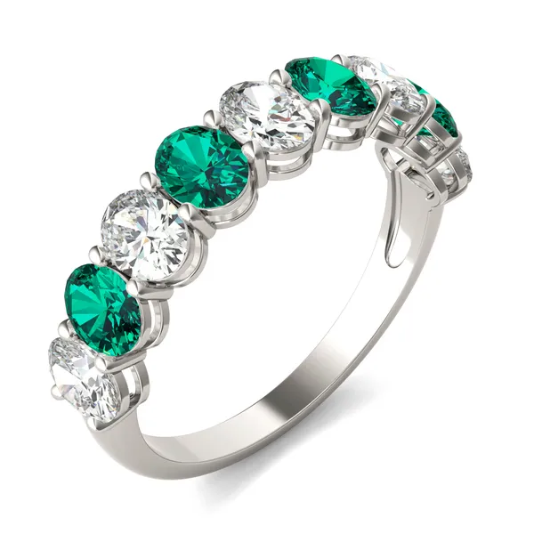Oval Alternating Emerald Basket Ring
