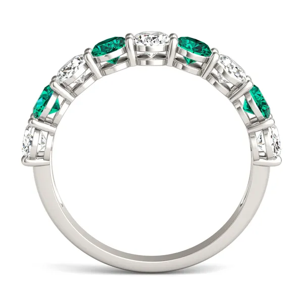 Oval Alternating Emerald Basket Ring