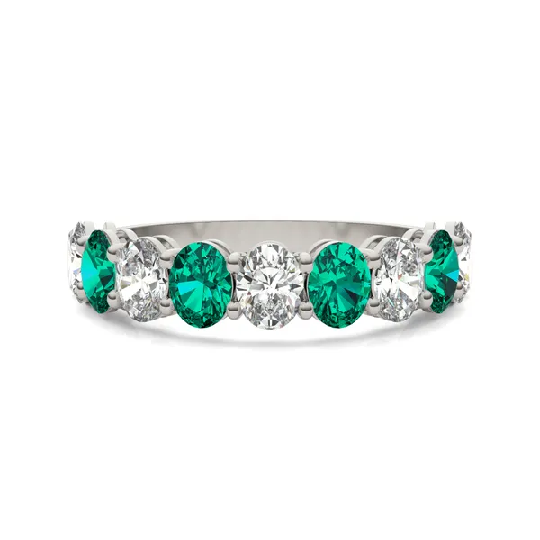 Oval Alternating Emerald Basket Ring