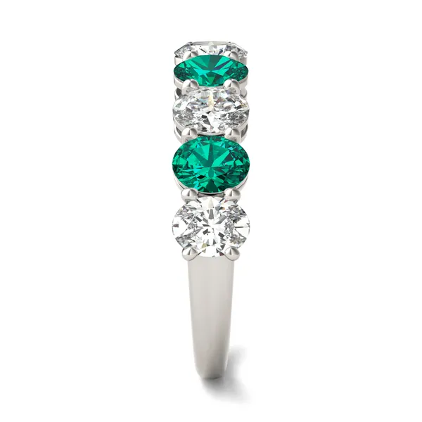 Oval Alternating Emerald Basket Ring