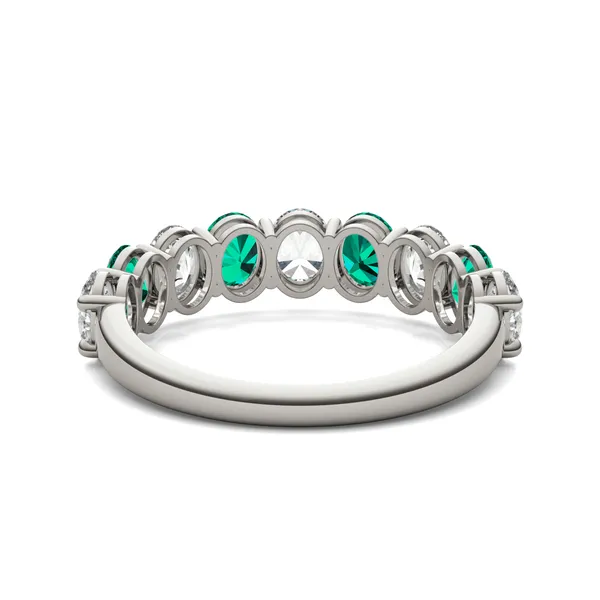 Oval Alternating Emerald Basket Ring