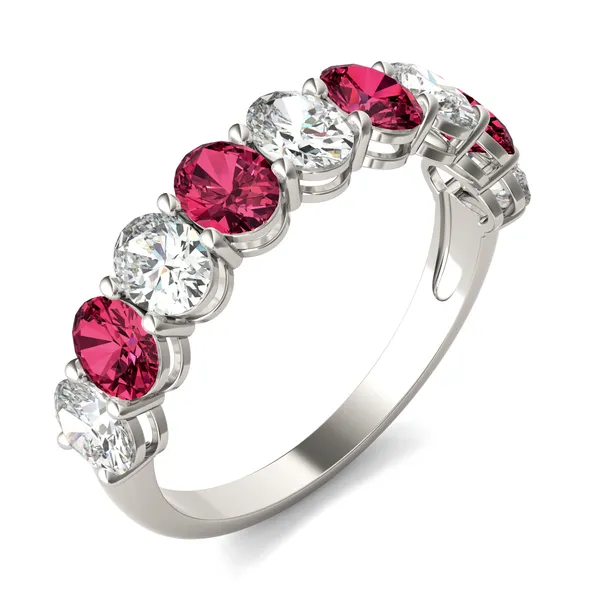 Oval Alternating Ruby Basket Ring