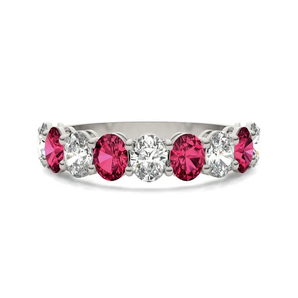 Oval Alternating Ruby Basket Ring