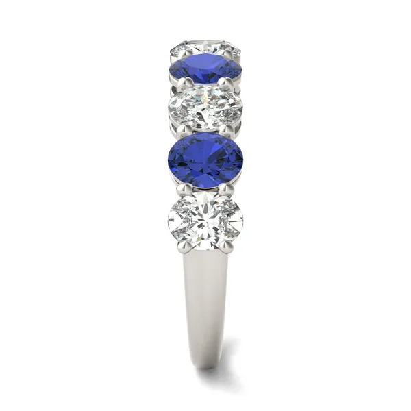 Oval Alternating Sapphire Basket Ring