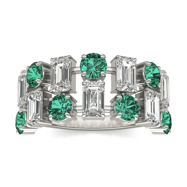 Dyad Alternating Emerald Ring