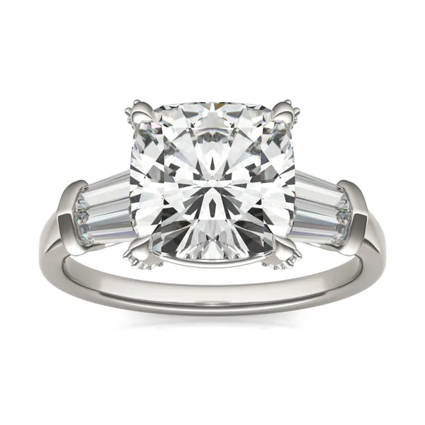 Cushion Hearts & Arrows Luxe Baguette Side-Stone Engagement Ring