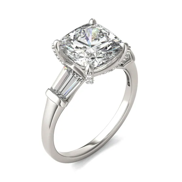 Cushion Hearts & Arrows Luxe Baguette Side-Stone Engagement Ring