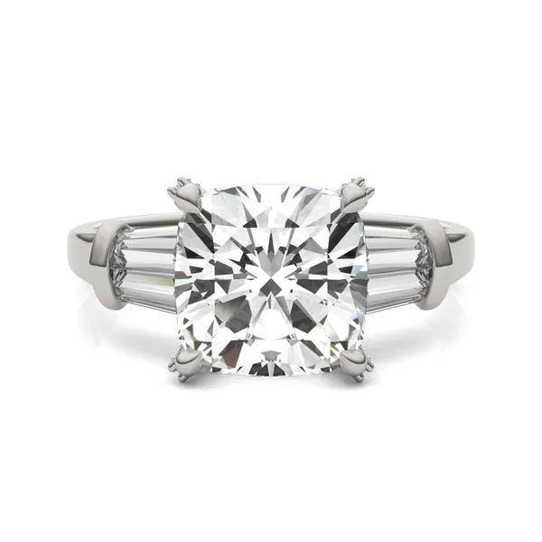 Cushion Hearts & Arrows Luxe Baguette Side-Stone Engagement Ring