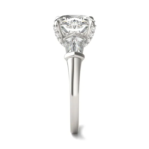 Cushion Hearts & Arrows Luxe Baguette Side-Stone Engagement Ring