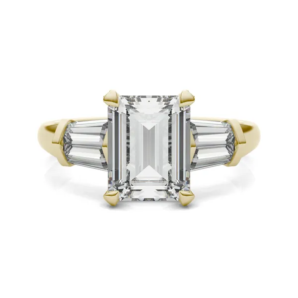Emerald Luxe Baguette Side-Stone Engagement Ring