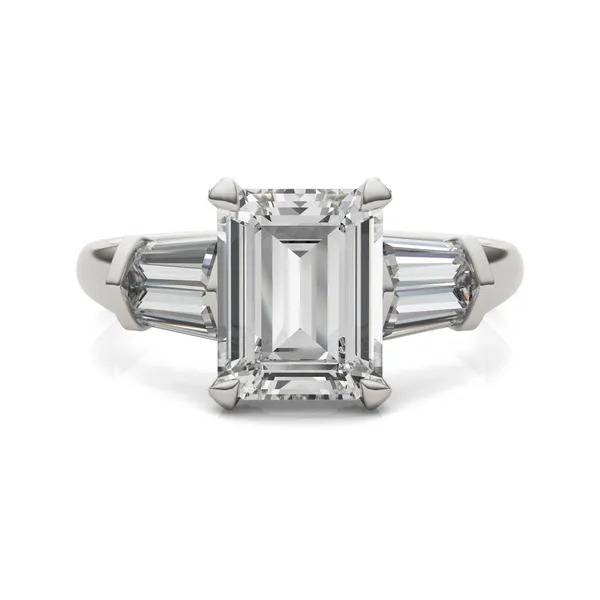 Emerald Luxe Baguette Side-Stone Engagement Ring