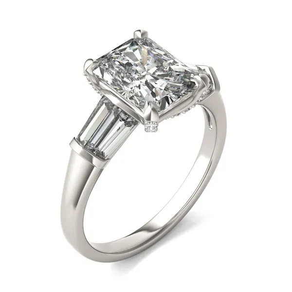 Radiant Luxe Baguette Side-Stone Engagement Ring