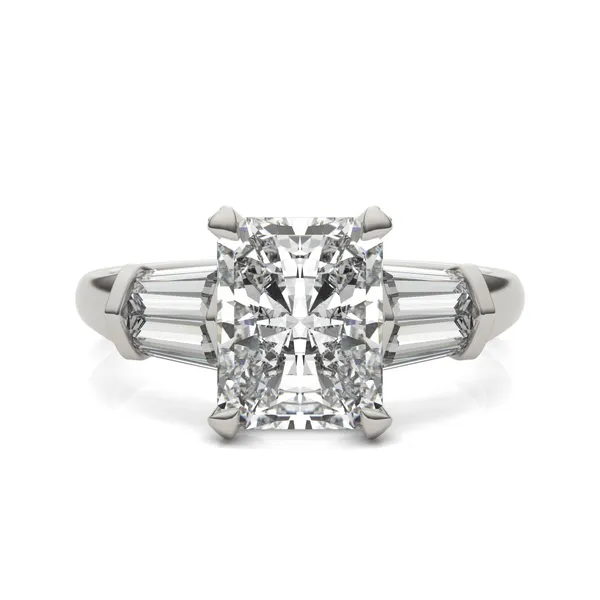 Radiant Luxe Baguette Side-Stone Engagement Ring