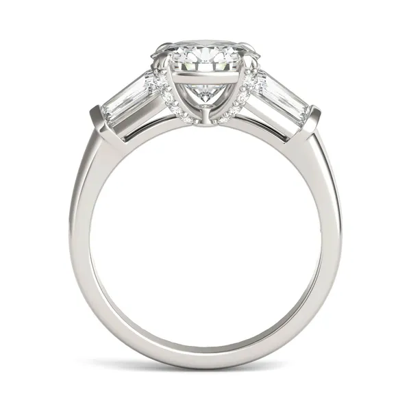 Round Hearts & Arrows Luxe Baguette Side-Stone Engagement Ring