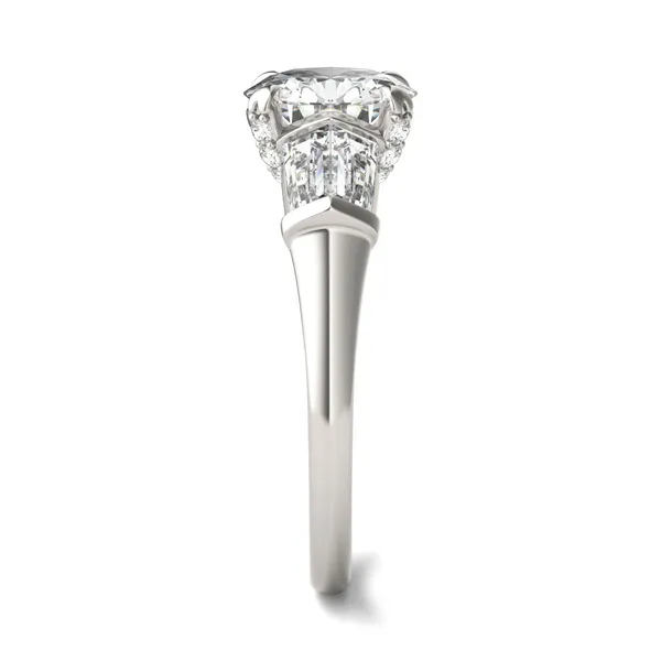 Round Hearts & Arrows Luxe Baguette Side-Stone Engagement Ring