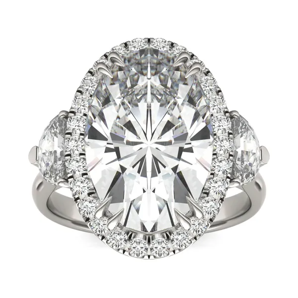 Elongated Oval Luna Halo Exotic Engagement Ring