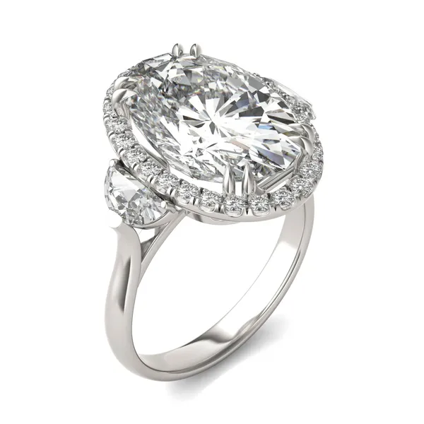 Elongated Oval Luna Halo Exotic Engagement Ring