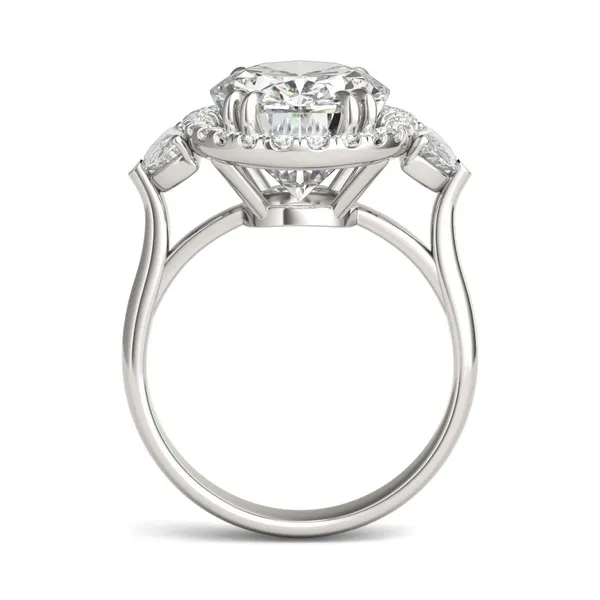 Elongated Oval Luna Halo Exotic Engagement Ring