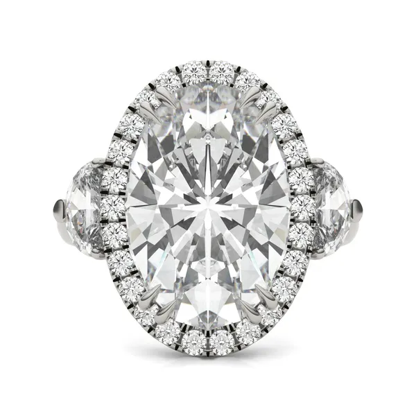 Elongated Oval Luna Halo Exotic Engagement Ring