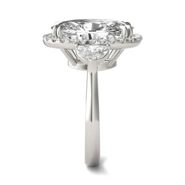 Elongated Oval Luna Halo Exotic Engagement Ring