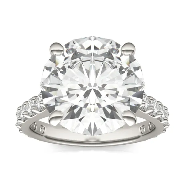 Round Brilliant Claw Prong Cathedral Side-Stone Exotic Engagement Ring