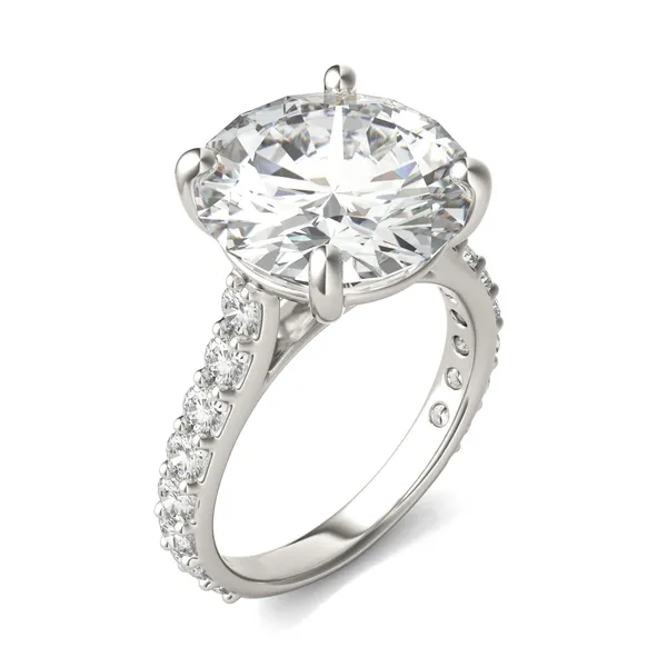 Round Brilliant Claw Prong Cathedral Side-Stone Exotic Engagement Ring