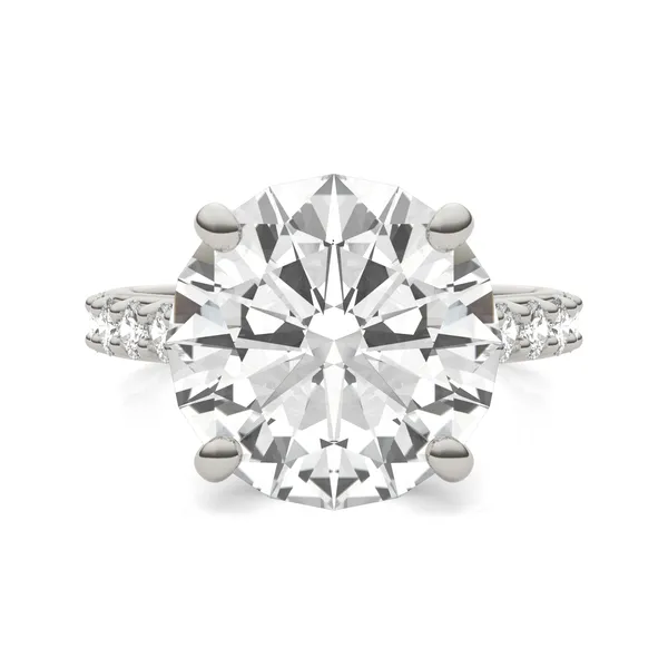 Round Brilliant Claw Prong Cathedral Side-Stone Exotic Engagement Ring