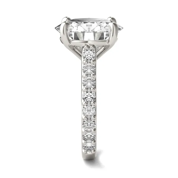 Round Brilliant Claw Prong Cathedral Side-Stone Exotic Engagement Ring