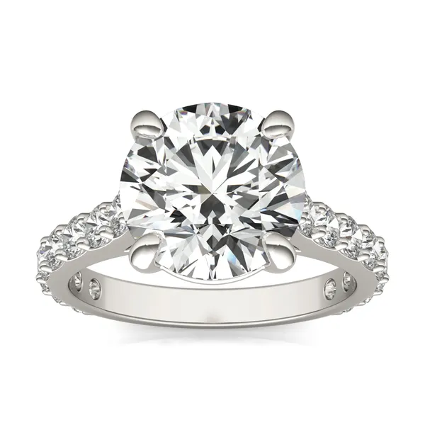 Round Brilliant Claw Prong Cathedral Side-Stone Engagement Ring