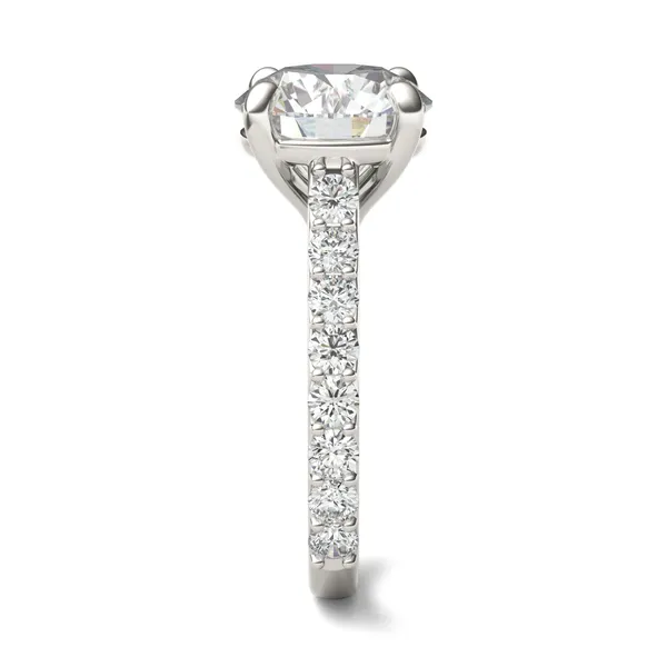 Round Brilliant Claw Prong Cathedral Side-Stone Engagement Ring
