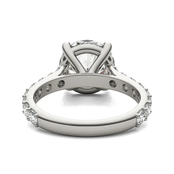 Round Brilliant Claw Prong Cathedral Side-Stone Engagement Ring