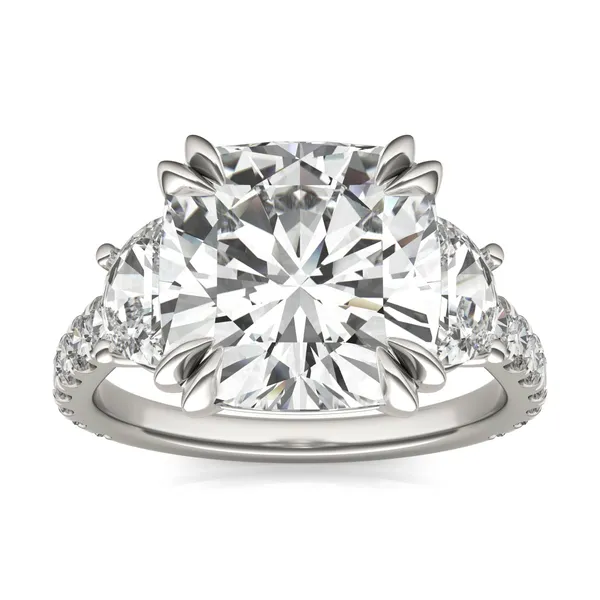 Cushion Solstice Accented Three-Stone Engagement Ring